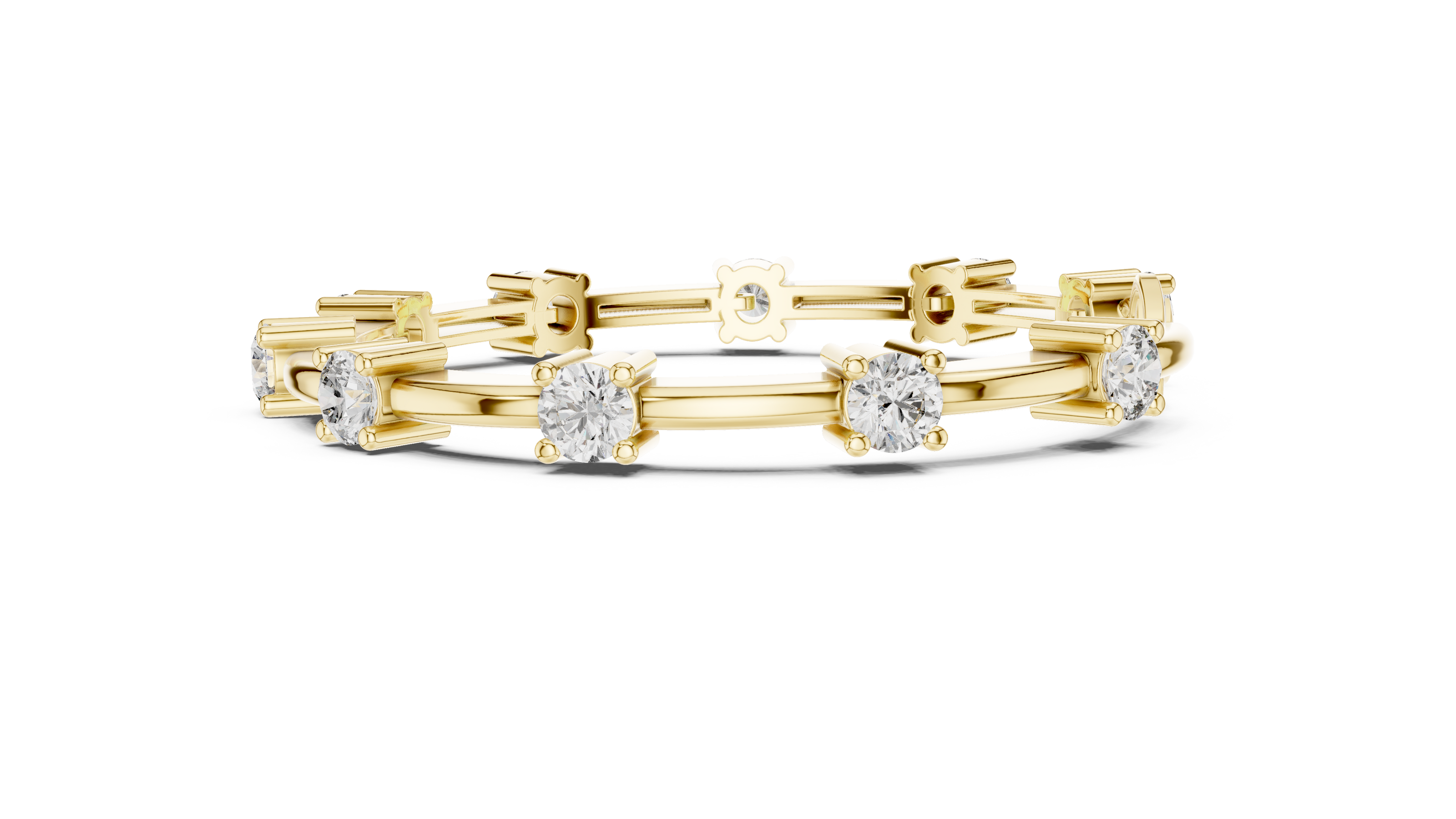Minimal round diamond station bracelet in gold with lab grown diamonds by Signora Jewels