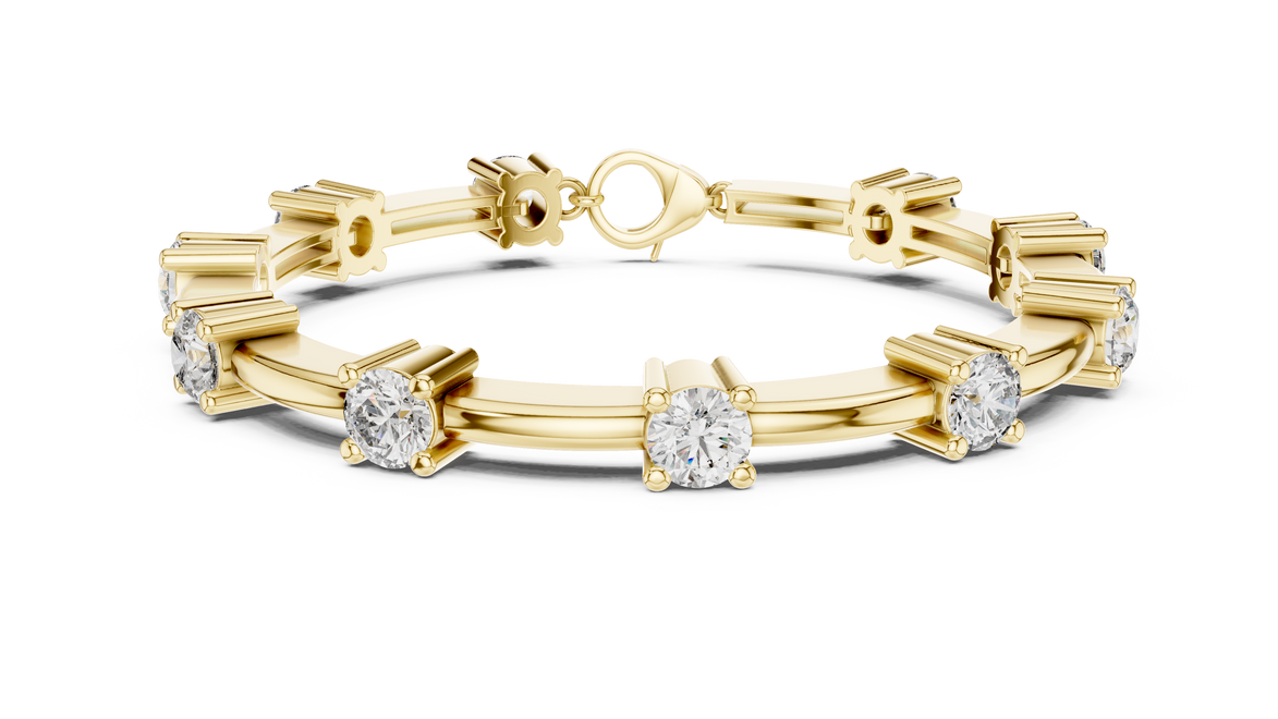 Minimal round diamond station bracelet in gold with lab grown diamonds by Signora Jewels