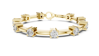 Round Diamond Station Tennis Bracelet in Yellow Gold
