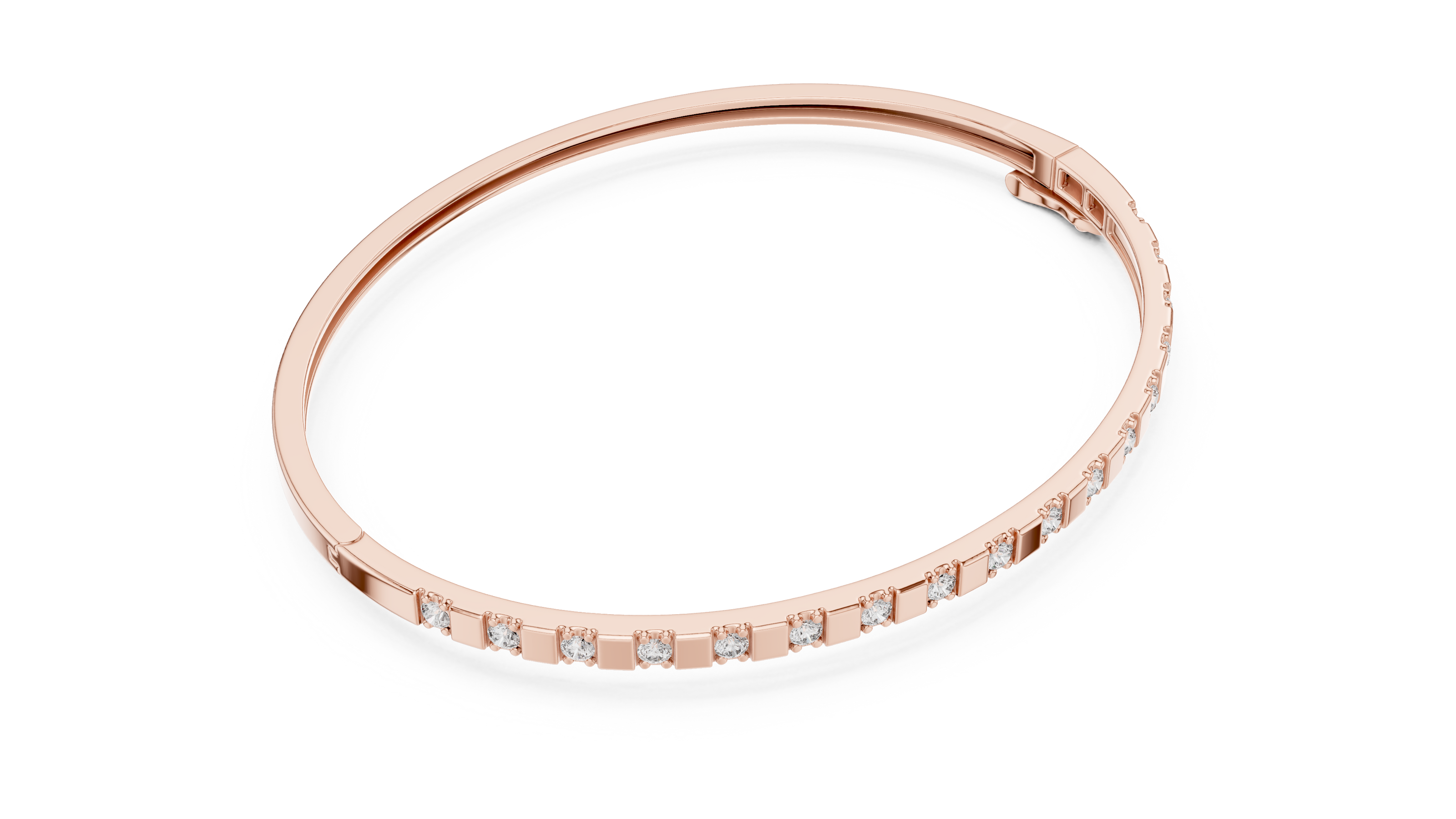 Minimal round diamond bangle bracelet in gold with delicate lab grown diamonds by Signora Jewels