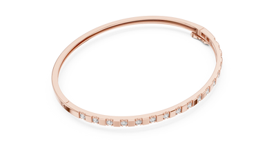 Minimalist Round Diamond Bar Bangle in Rose Gold
