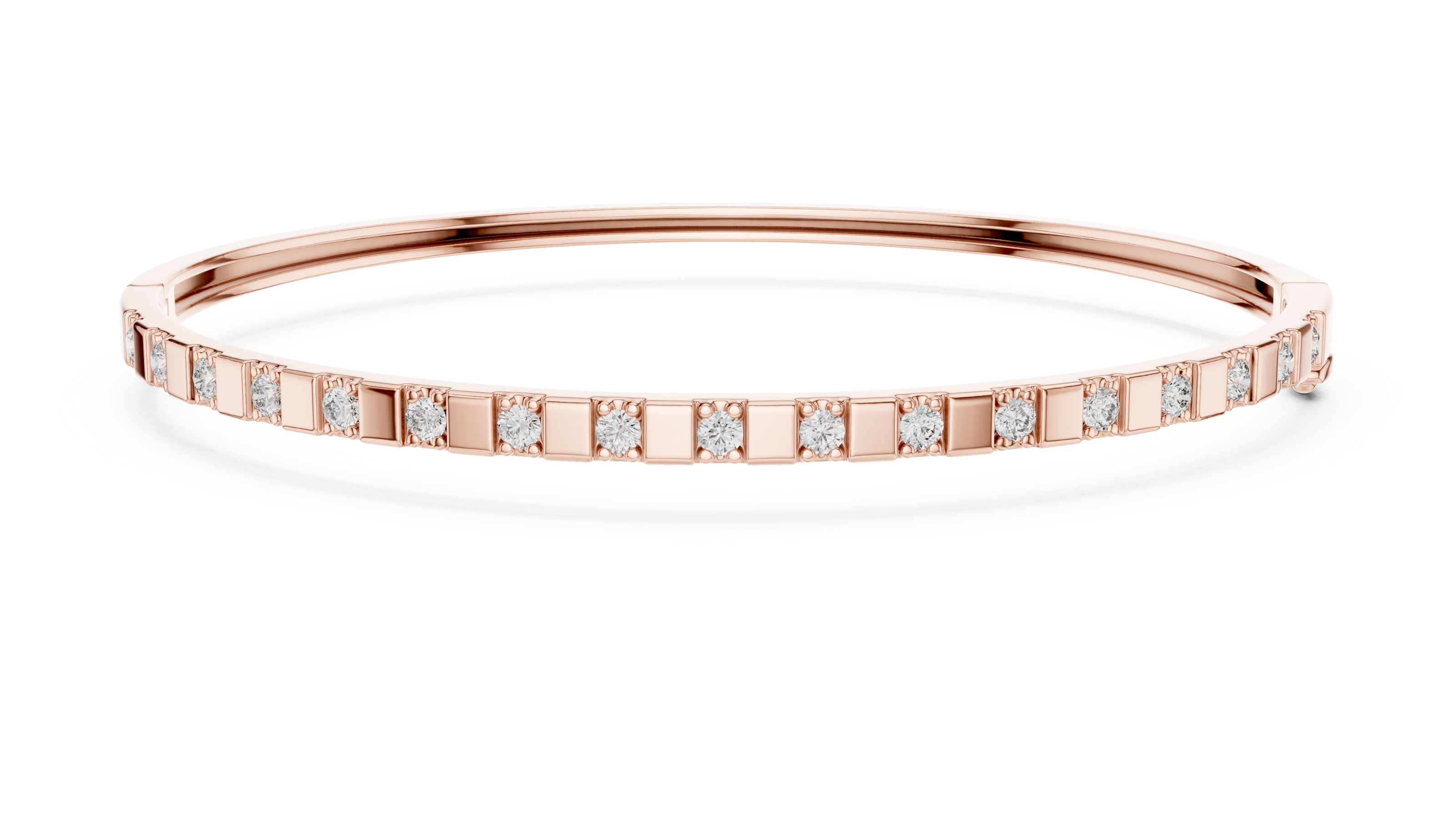 Minimal round diamond bangle bracelet in gold with delicate lab grown diamonds by Signora Jewels