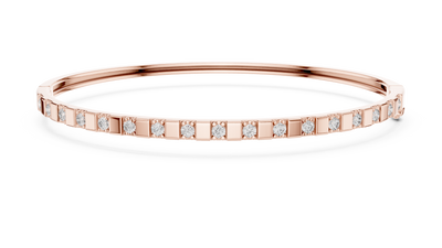 Minimal round diamond bangle bracelet in gold with delicate lab grown diamonds by Signora Jewels
