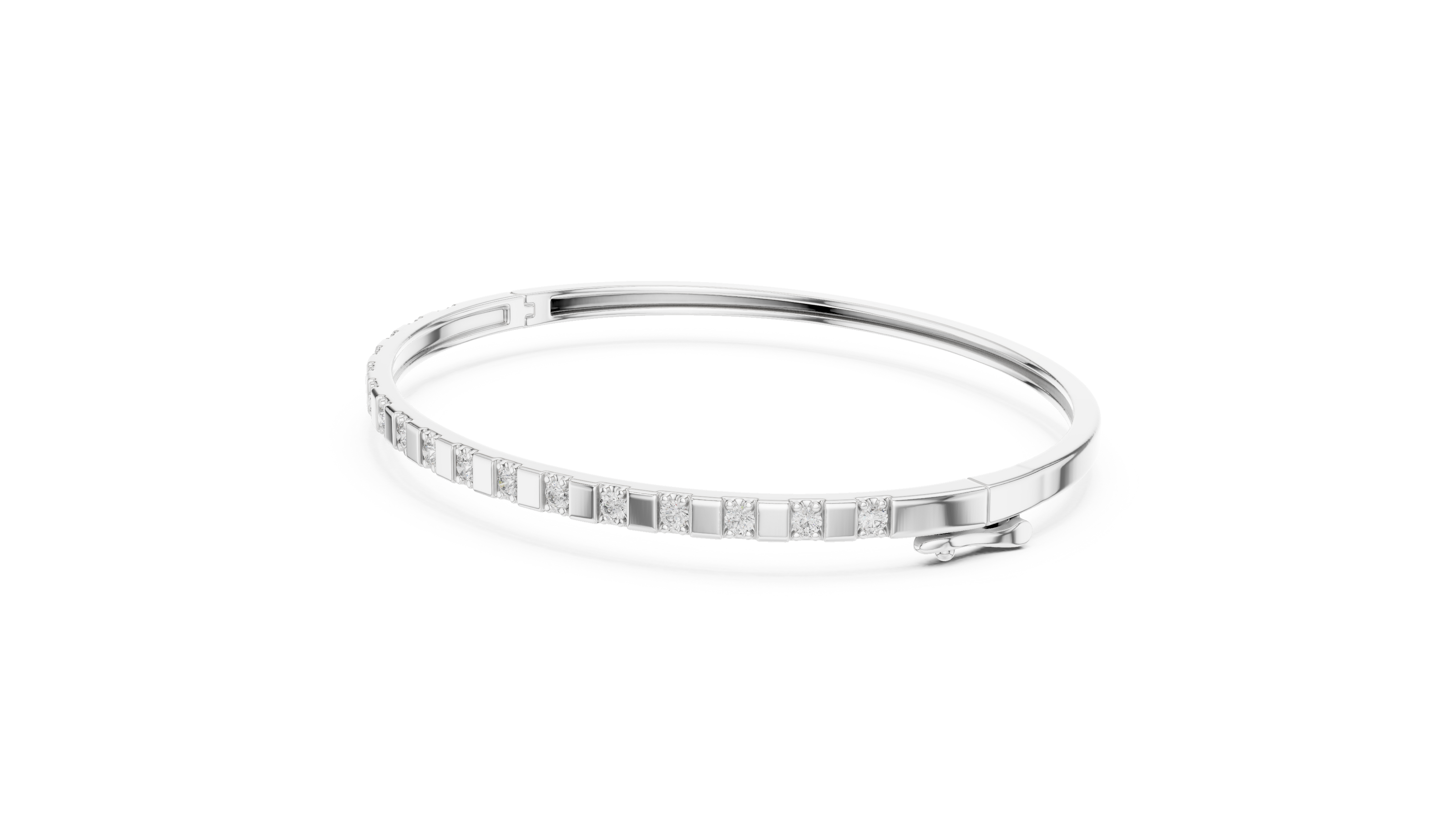 Minimal round diamond bangle bracelet in gold with delicate lab grown diamonds by Signora Jewels