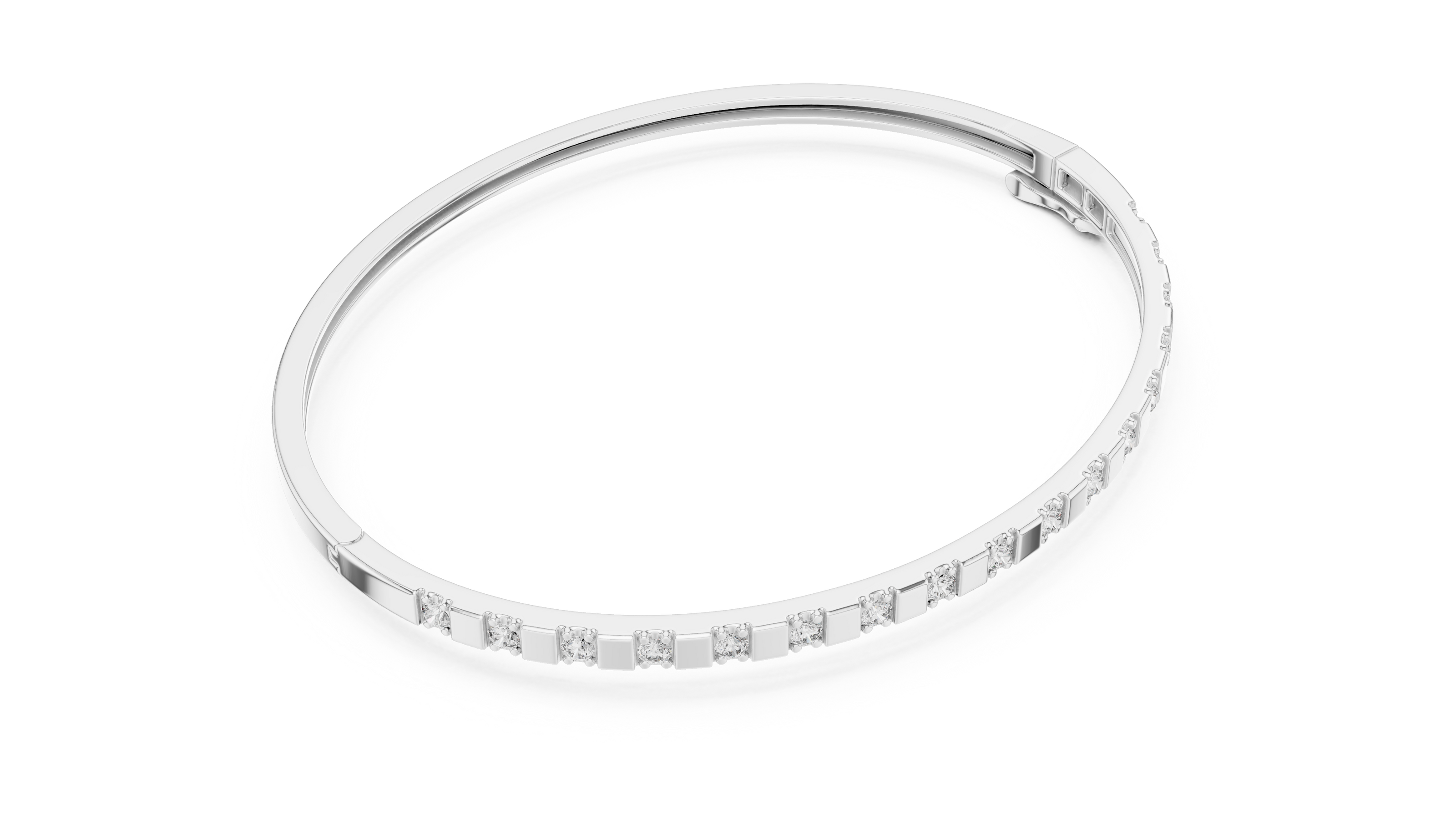 Minimal round diamond bangle bracelet in gold with delicate lab grown diamonds by Signora Jewels