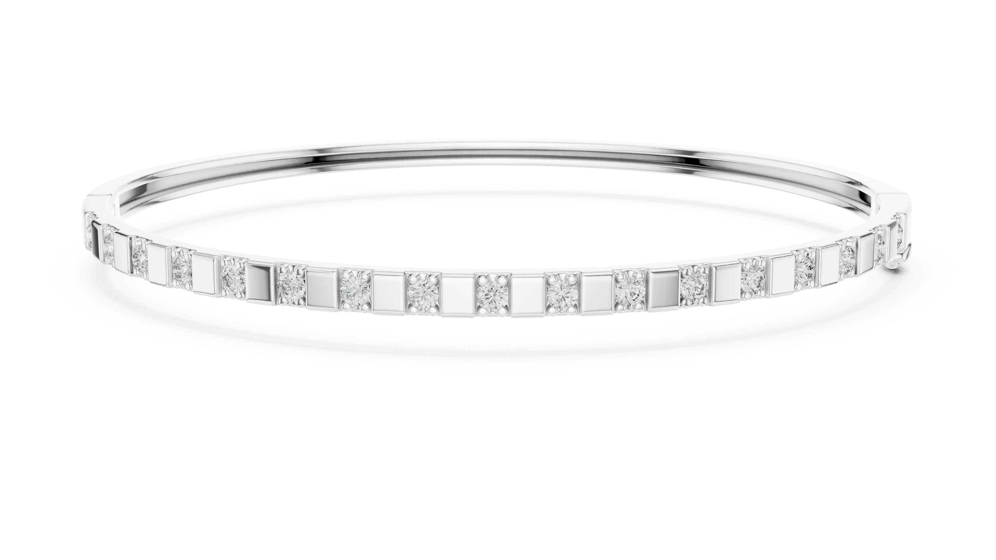 Minimal round diamond bangle bracelet in gold with delicate lab grown diamonds by Signora Jewels