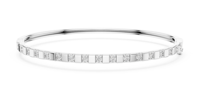 Minimal round diamond bangle bracelet in gold with delicate lab grown diamonds by Signora Jewels