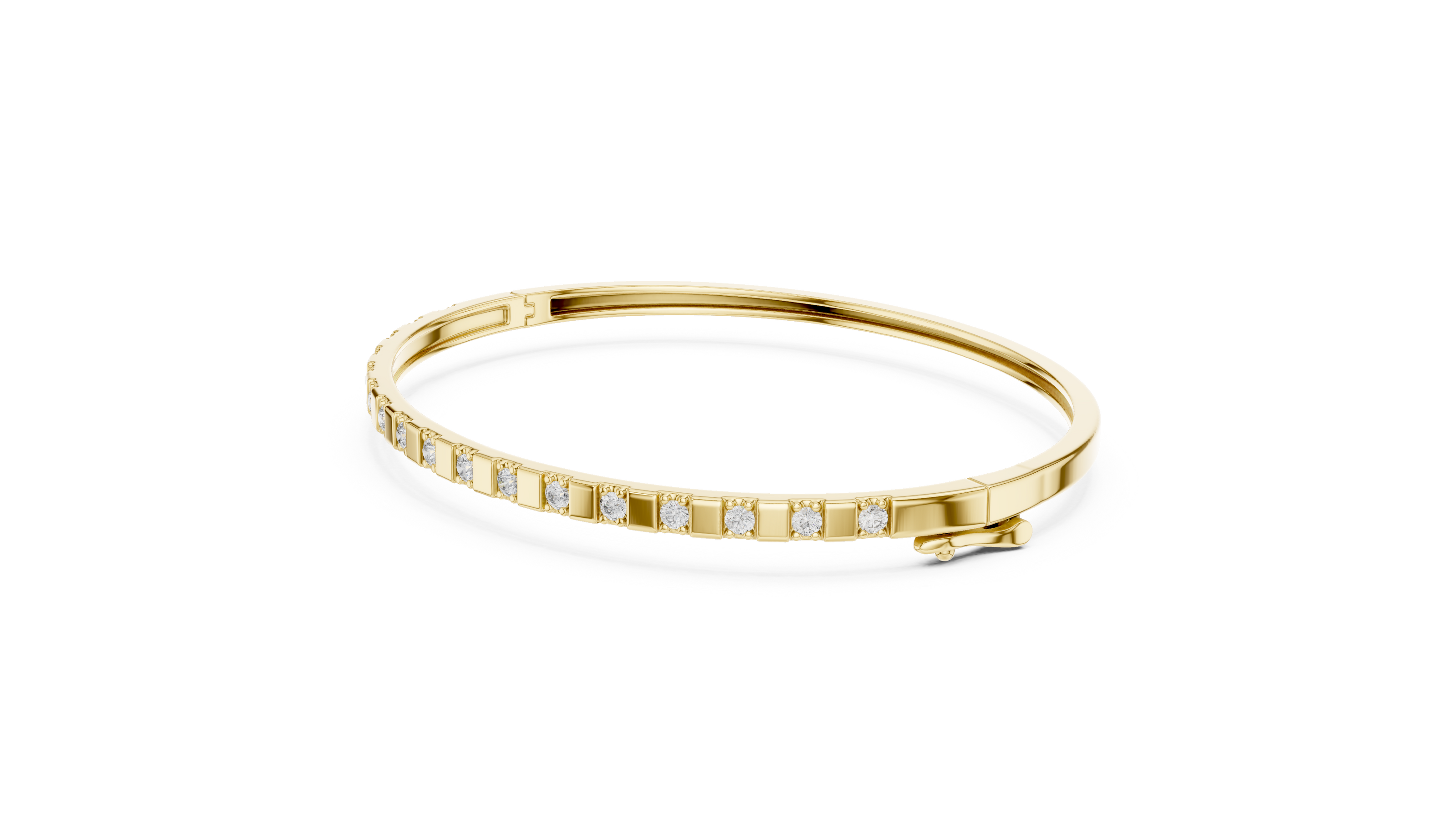 Minimal round diamond bangle bracelet in gold with delicate lab grown diamonds by Signora Jewels