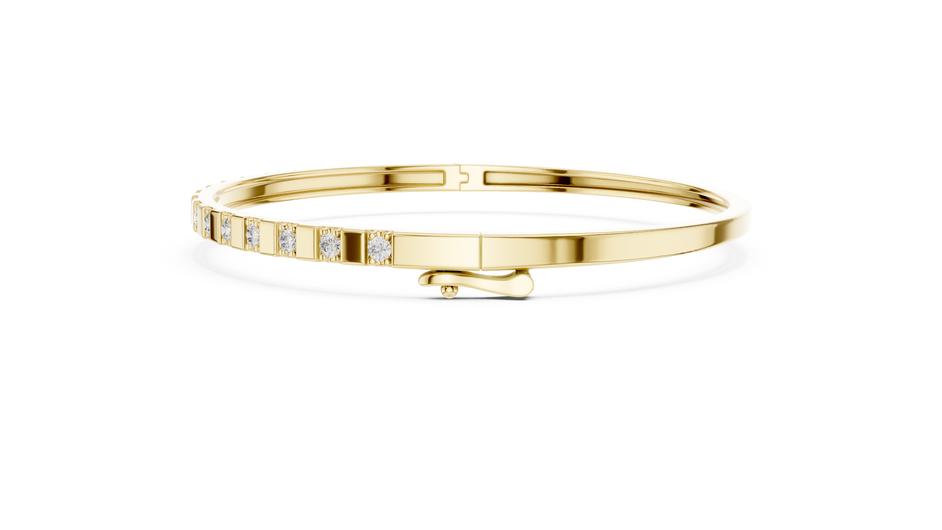 Minimal round diamond bangle bracelet in gold with delicate lab grown diamonds by Signora Jewels