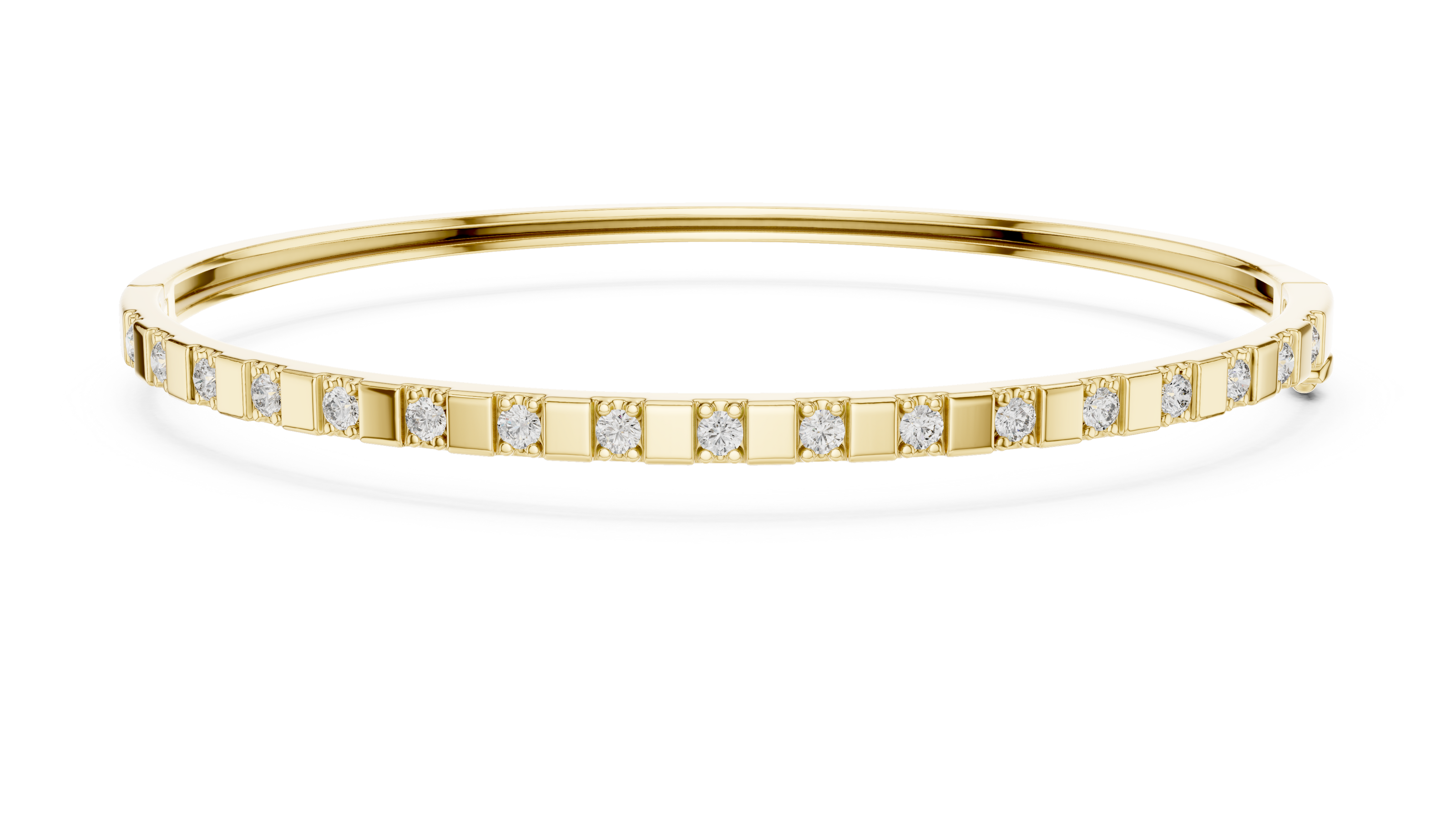 Minimal round diamond bangle bracelet in gold with delicate lab grown diamonds by Signora Jewels