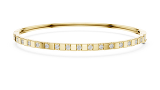Minimalist Round Diamond Bar Bangle in Yellow Gold
