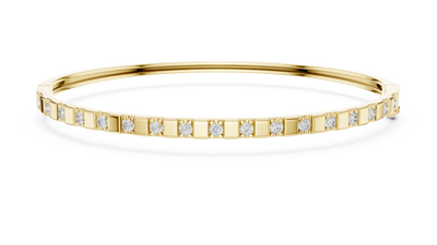 Minimalist Round Diamond Bar Bangle in Yellow Gold
