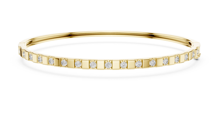 Minimalist Round Diamond Bar Bangle in Yellow Gold
