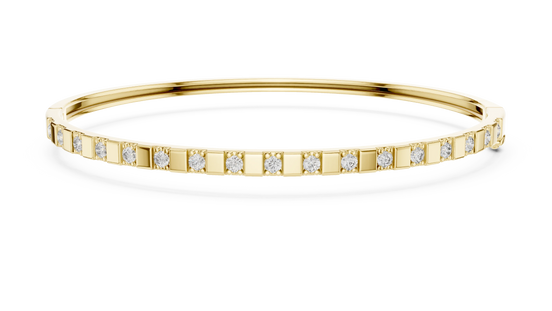 Minimalist Round Diamond Bar Bangle in Yellow Gold
