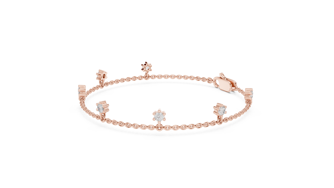 Minimal round diamond station chain bracelet in gold with lab grown diamonds by Signora Jewels