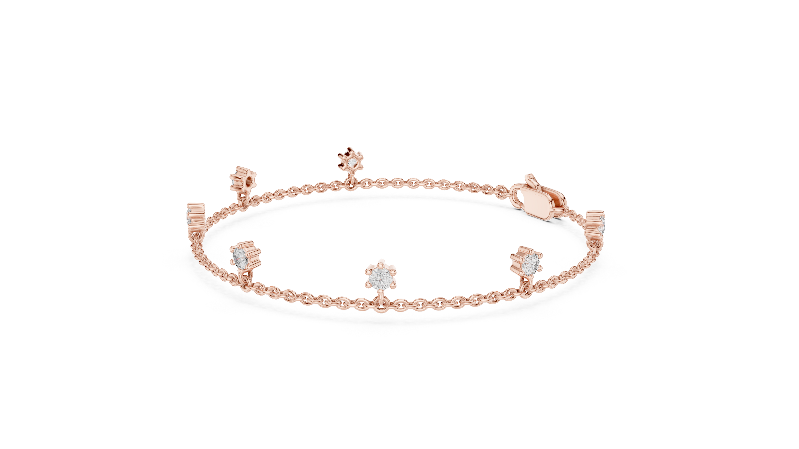 Minimal round diamond station chain bracelet in gold with lab grown diamonds by Signora Jewels