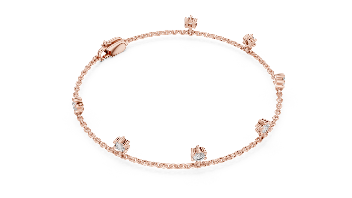 Minimal round diamond station chain bracelet in gold with lab grown diamonds by Signora Jewels