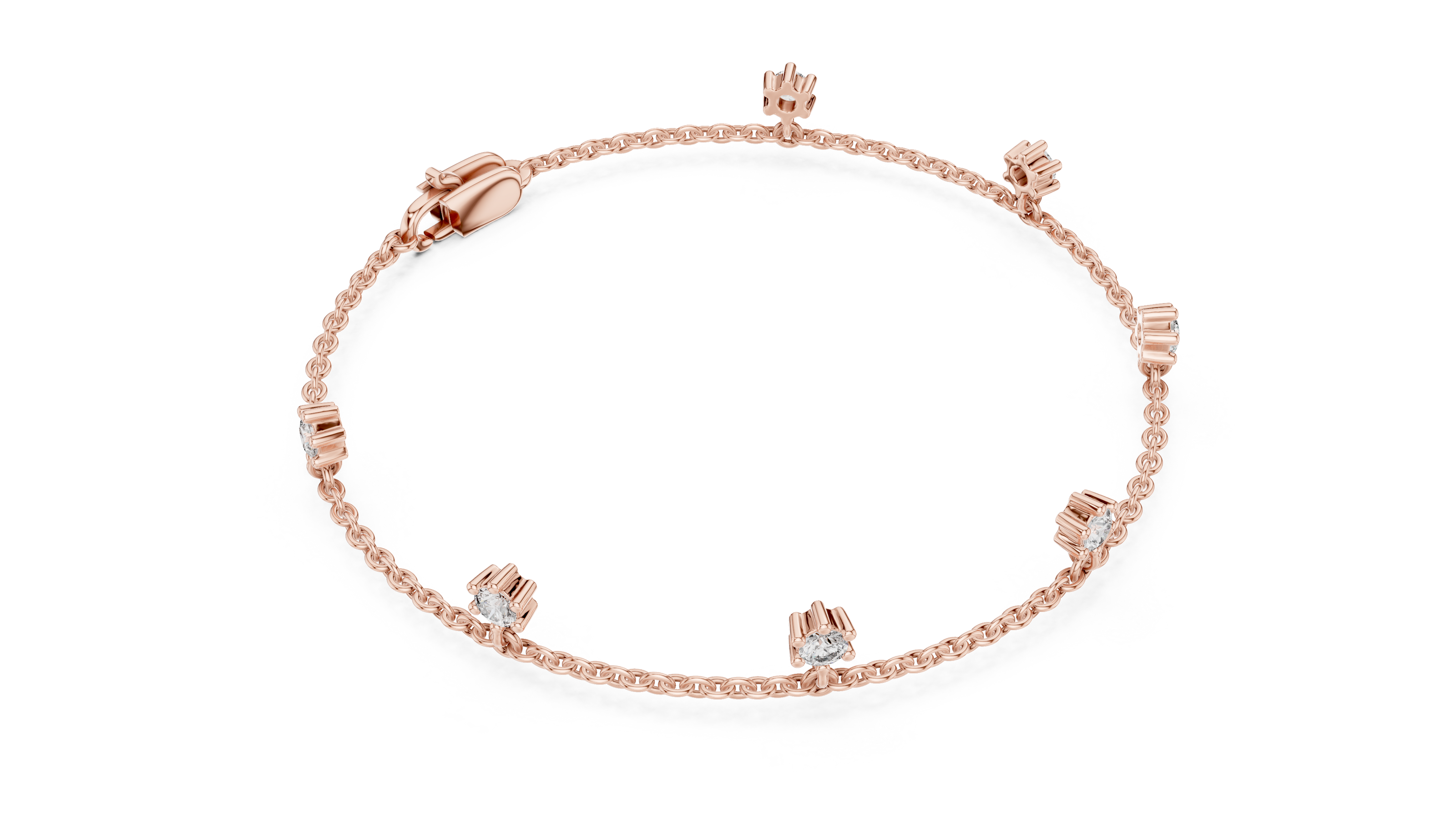 Minimal round diamond station chain bracelet in gold with lab grown diamonds by Signora Jewels