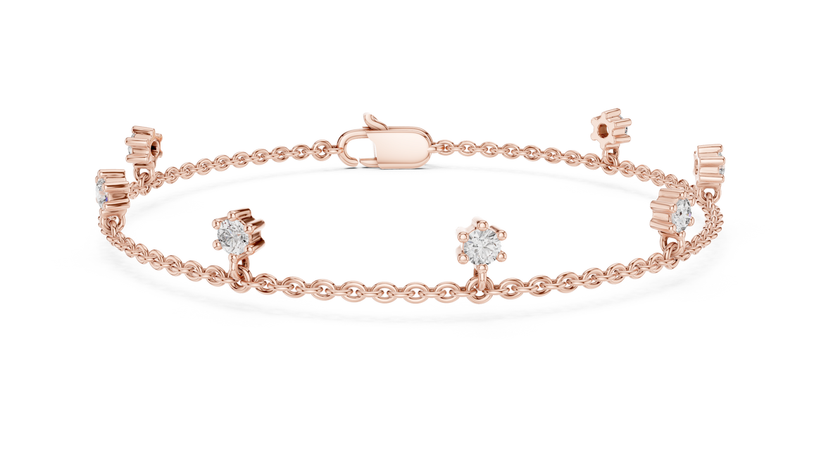 Minimal round diamond station chain bracelet in gold with lab grown diamonds by Signora Jewels