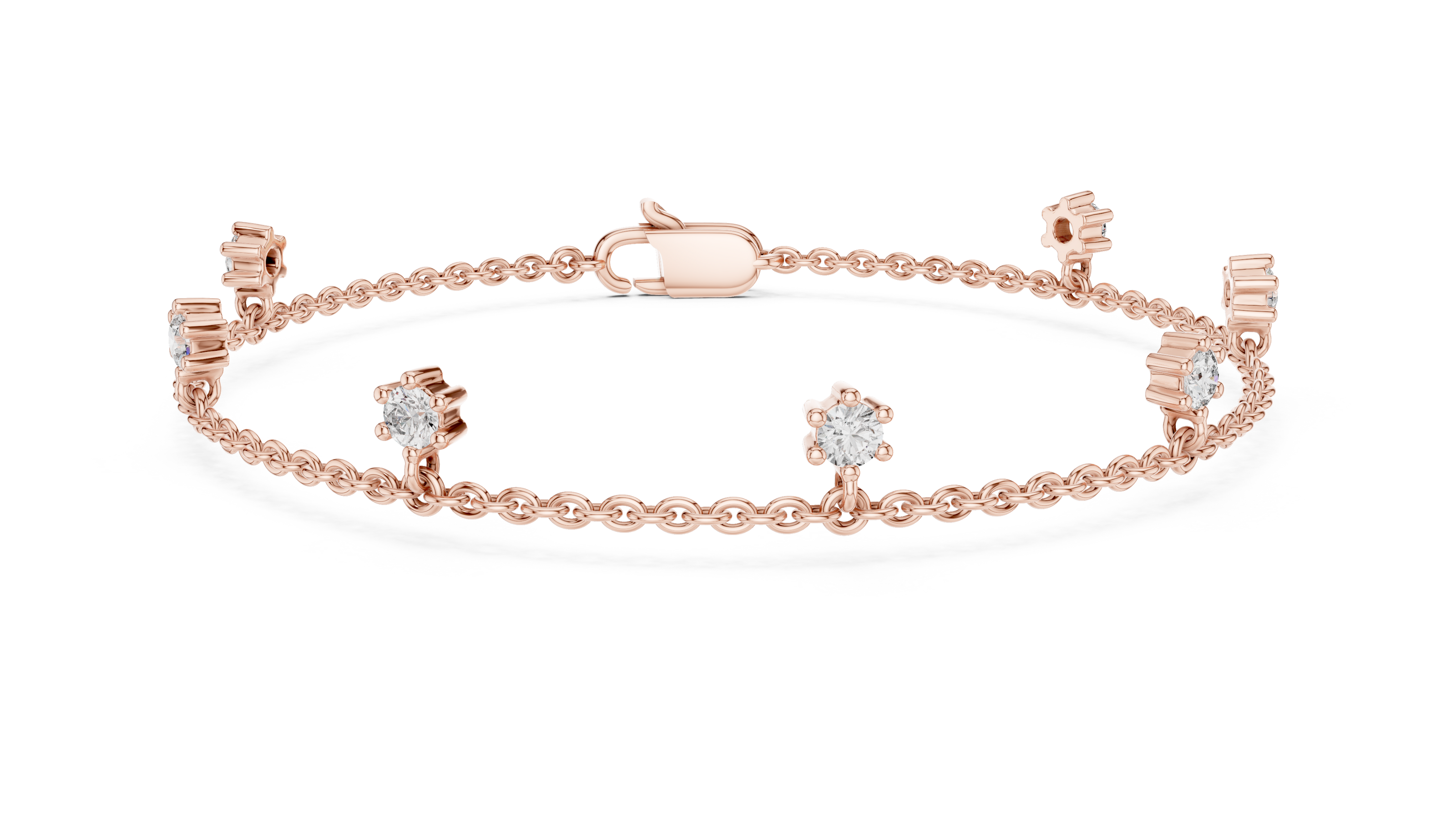 Minimal round diamond station chain bracelet in gold with lab grown diamonds by Signora Jewels