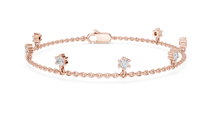 Minimal round diamond station chain bracelet in gold with lab grown diamonds by Signora Jewels