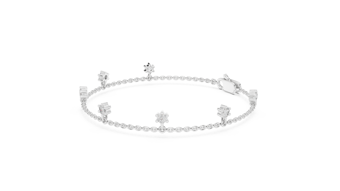 Minimal round diamond station chain bracelet in gold with lab grown diamonds by Signora Jewels
