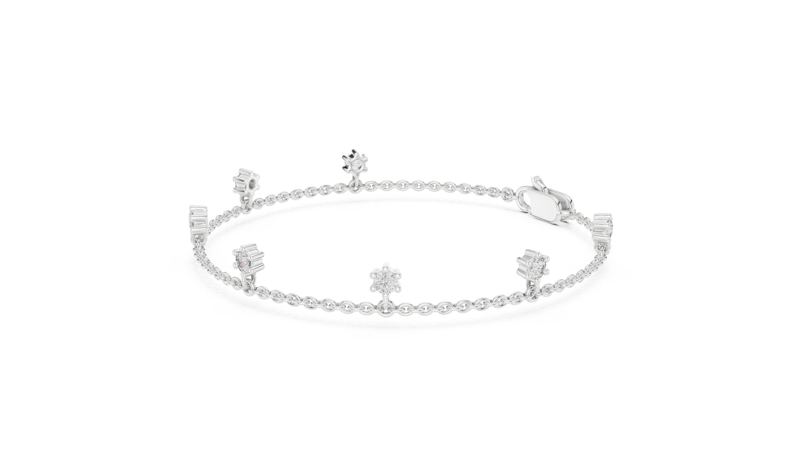Minimal round diamond station chain bracelet in gold with lab grown diamonds by Signora Jewels