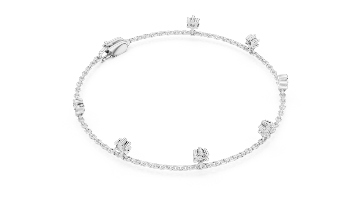 Minimal round diamond station chain bracelet in gold with lab grown diamonds by Signora Jewels