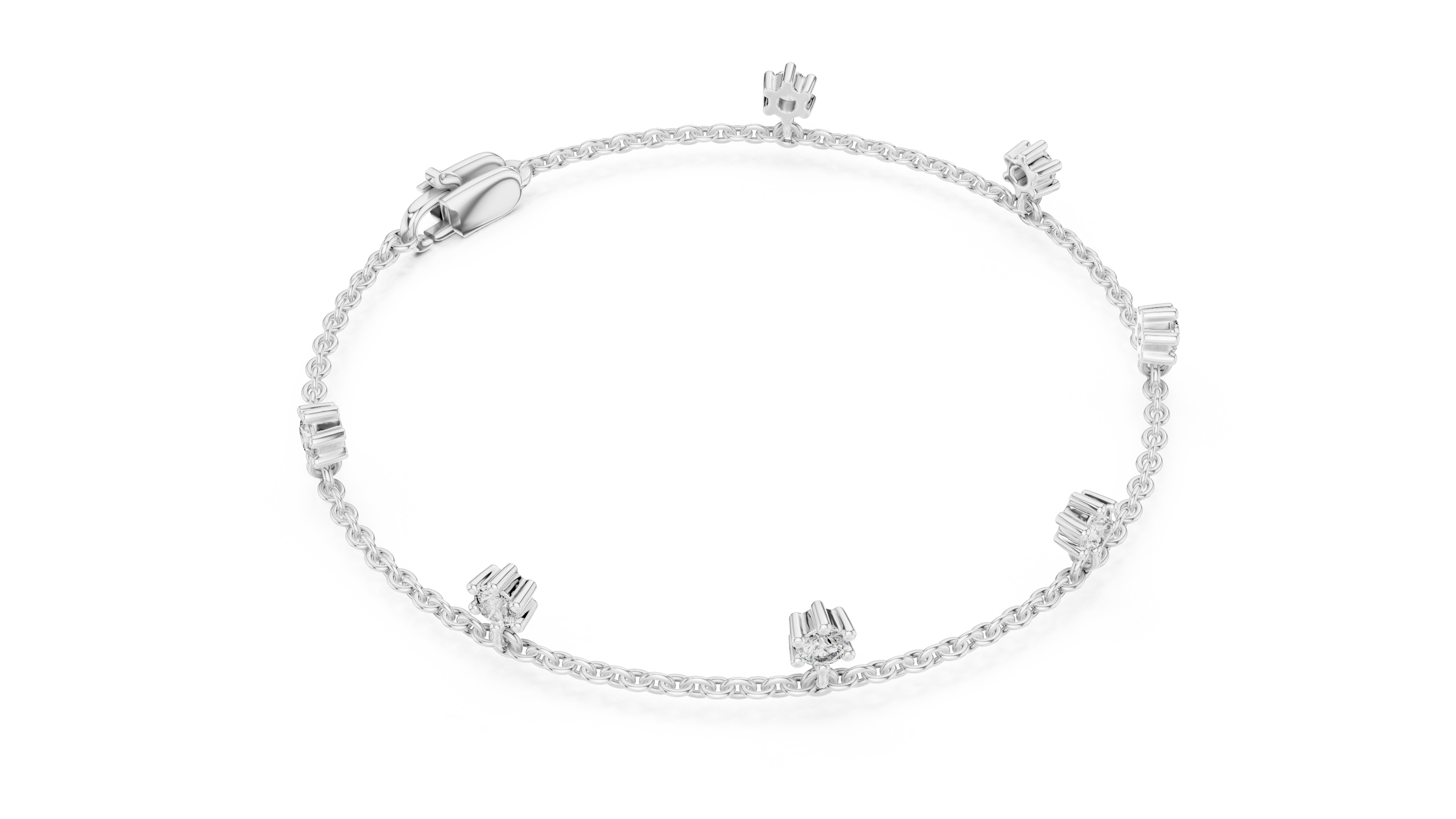 Minimal round diamond station chain bracelet in gold with lab grown diamonds by Signora Jewels