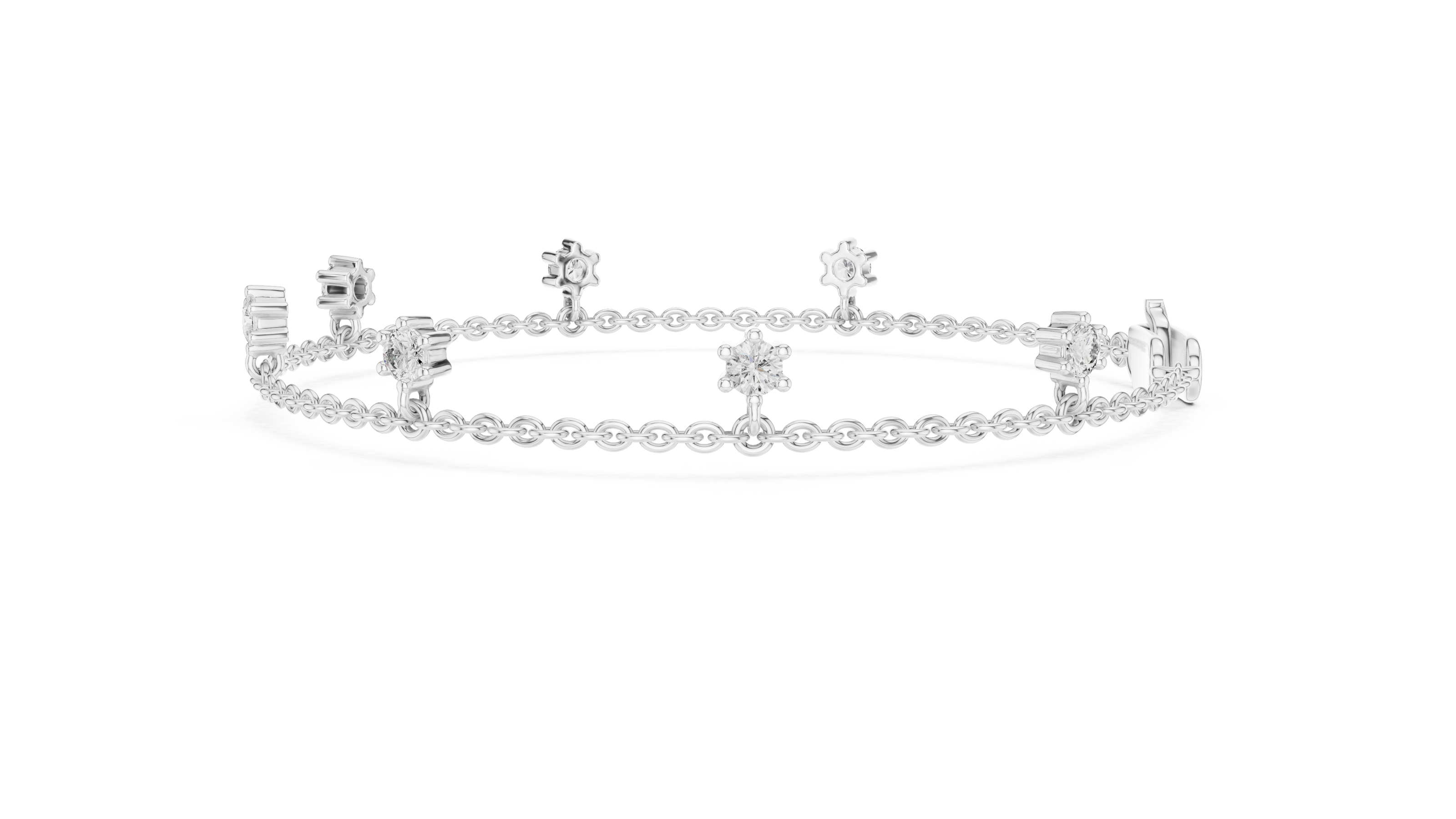 Minimal round diamond station chain bracelet in gold with lab grown diamonds by Signora Jewels