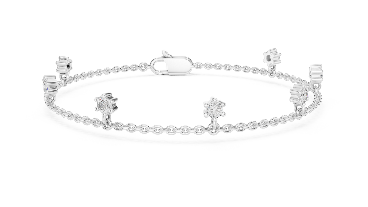 Minimal round diamond station chain bracelet in gold with lab grown diamonds by Signora Jewels