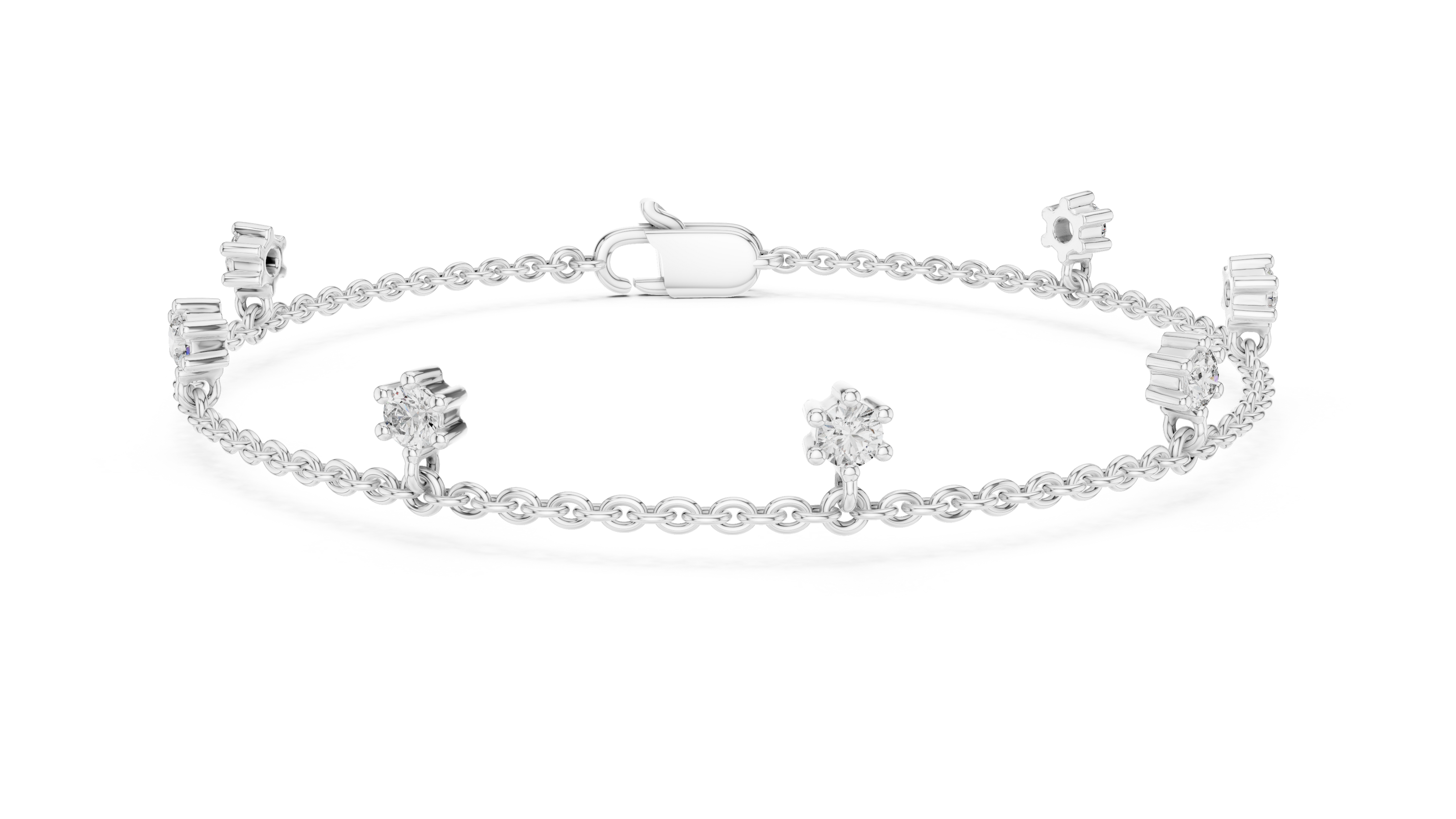 Minimal round diamond station chain bracelet in gold with lab grown diamonds by Signora Jewels