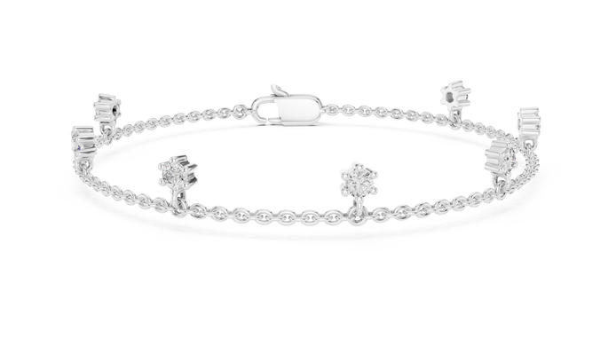 Minimal round diamond station chain bracelet in gold with lab grown diamonds by Signora Jewels