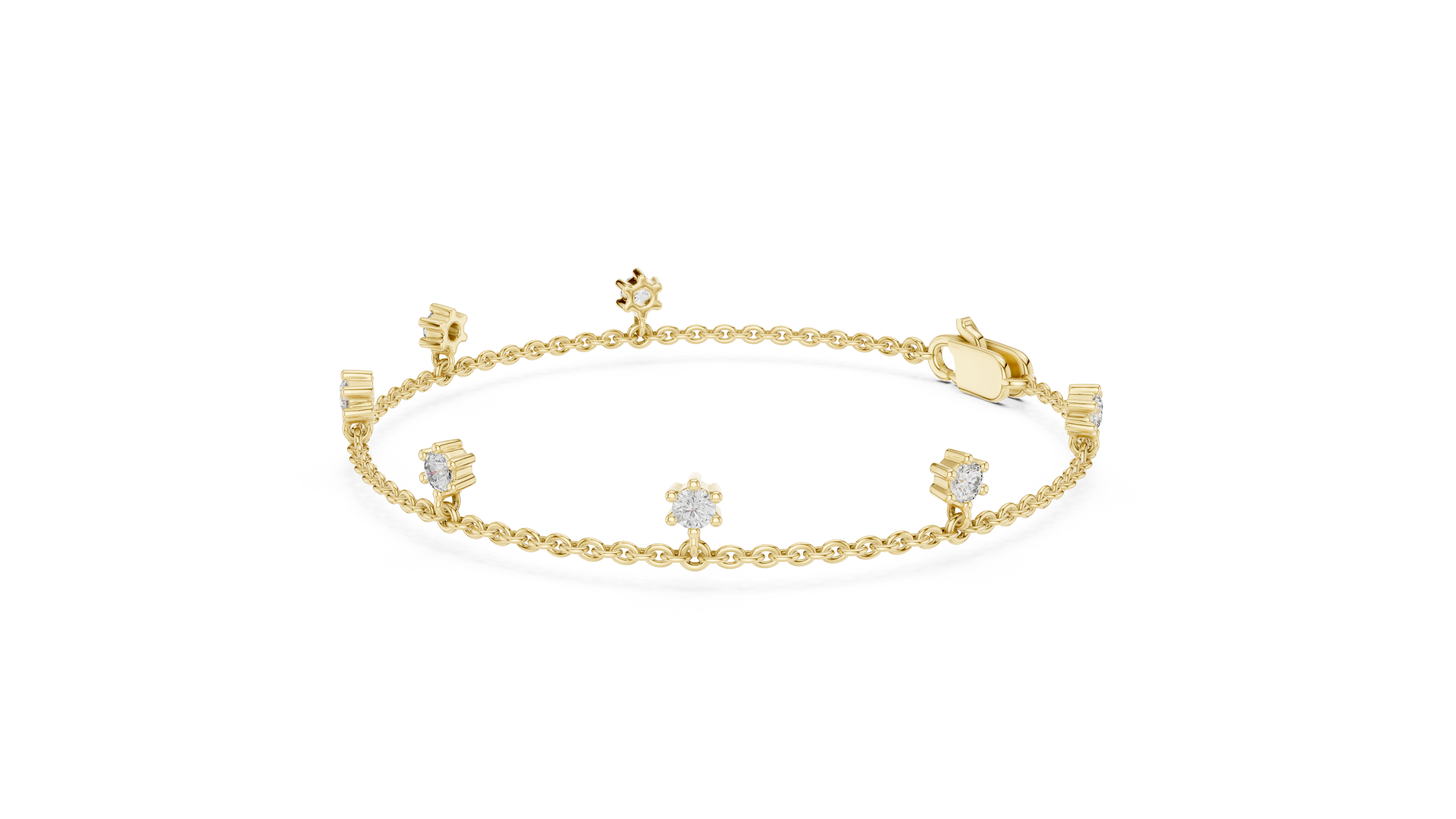 Minimal round diamond station chain bracelet in gold with lab grown diamonds by Signora Jewels