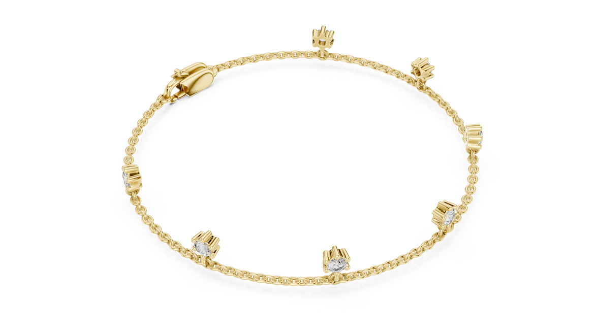 Minimal round diamond station chain bracelet in gold with lab grown diamonds by Signora Jewels