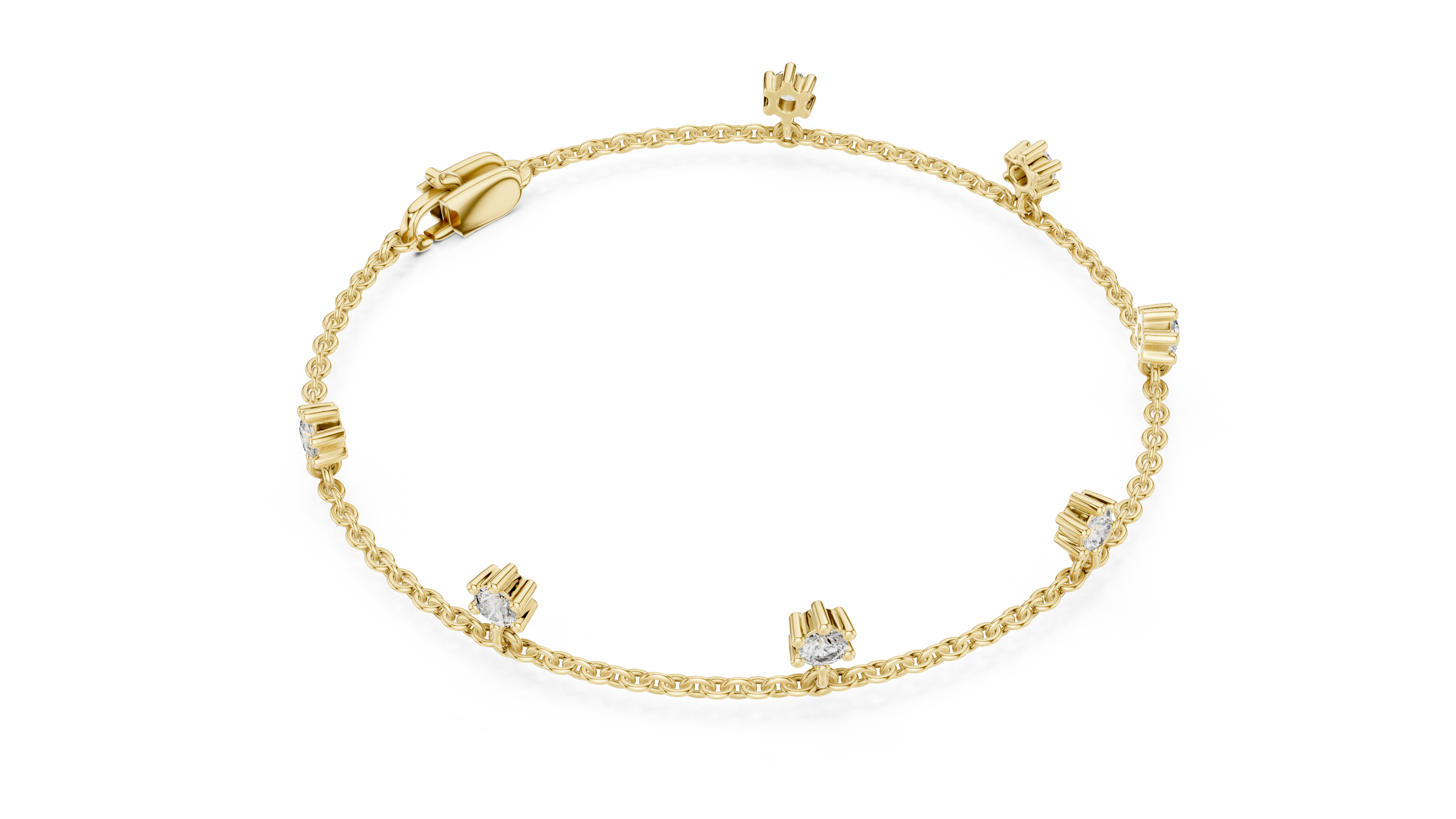 Minimal round diamond station chain bracelet in gold with lab grown diamonds by Signora Jewels
