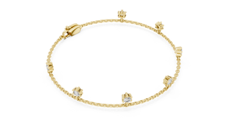 Floating Round Diamond Station Chain Bracelet in Yellow Gold
