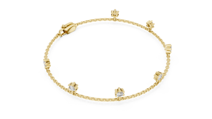 Floating Round Diamond Station Chain Bracelet in Yellow Gold
