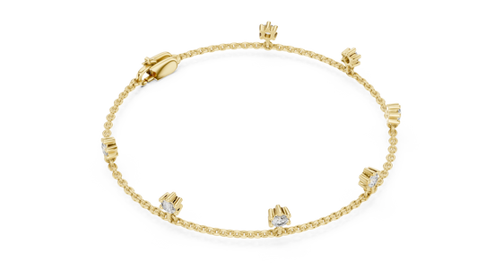 Floating Round Diamond Station Chain Bracelet in Yellow Gold
