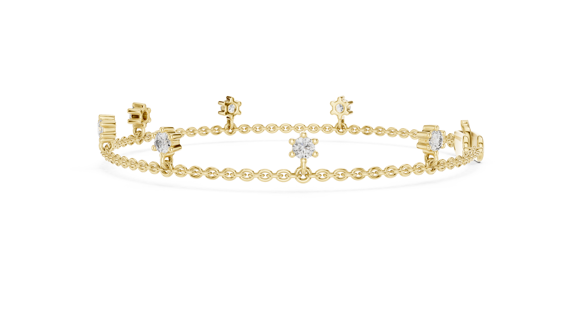 Minimal round diamond station chain bracelet in gold with lab grown diamonds by Signora Jewels