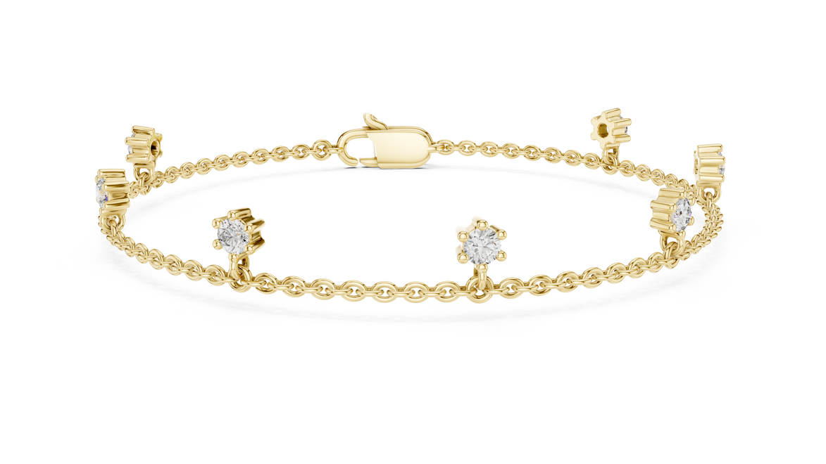 Minimal round diamond station chain bracelet in gold with lab grown diamonds by Signora Jewels