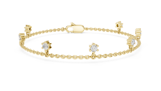Floating Round Diamond Station Chain Bracelet in Yellow Gold
