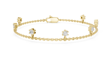 Floating Round Diamond Station Chain Bracelet in Yellow Gold
