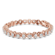 Rose gold bracelet with diamonds on a white background