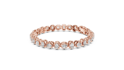 Cushion Cut Diamond Tennis Bracelet in Rose Gold