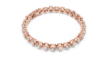 Cushion Cut Diamond Tennis Bracelet in Rose Gold