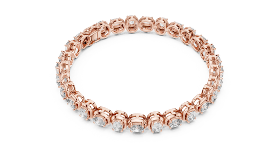 Cushion Cut Diamond Tennis Bracelet in Rose Gold