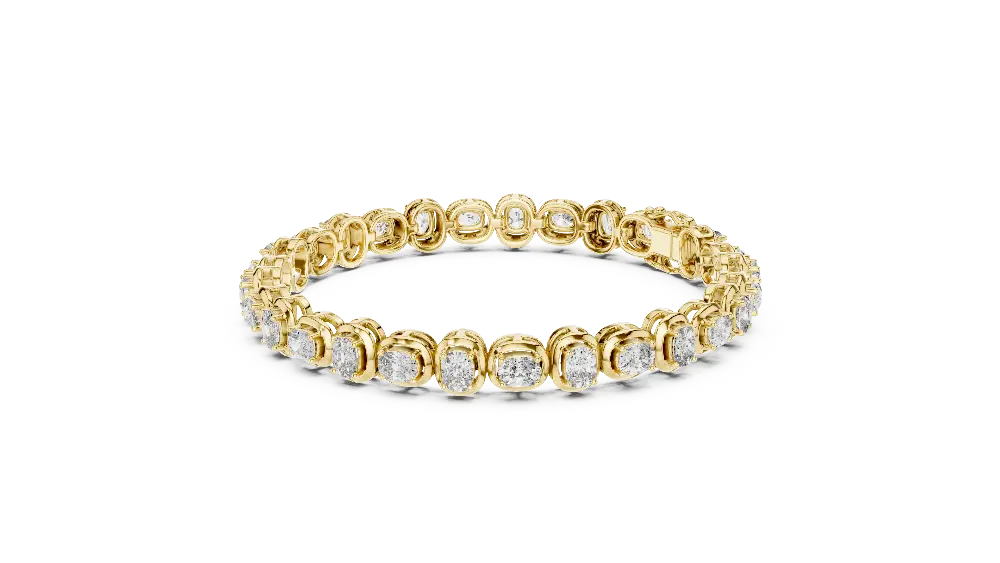Gold bracelet with diamonds on a white background