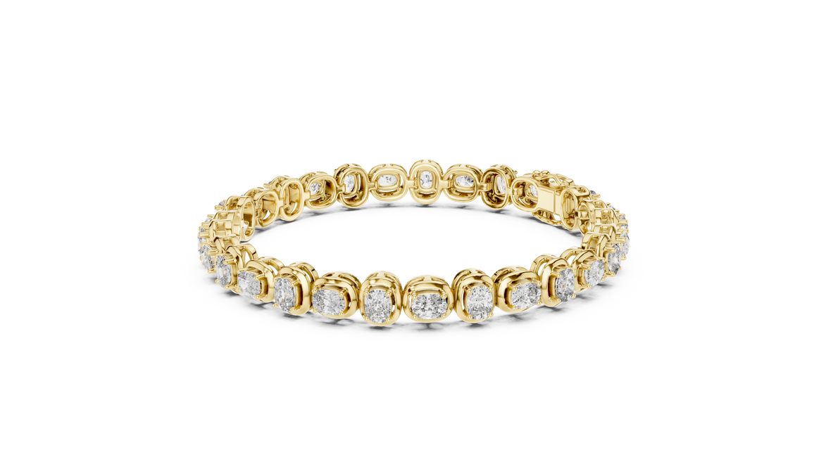 Gold bracelet with diamonds on a white background