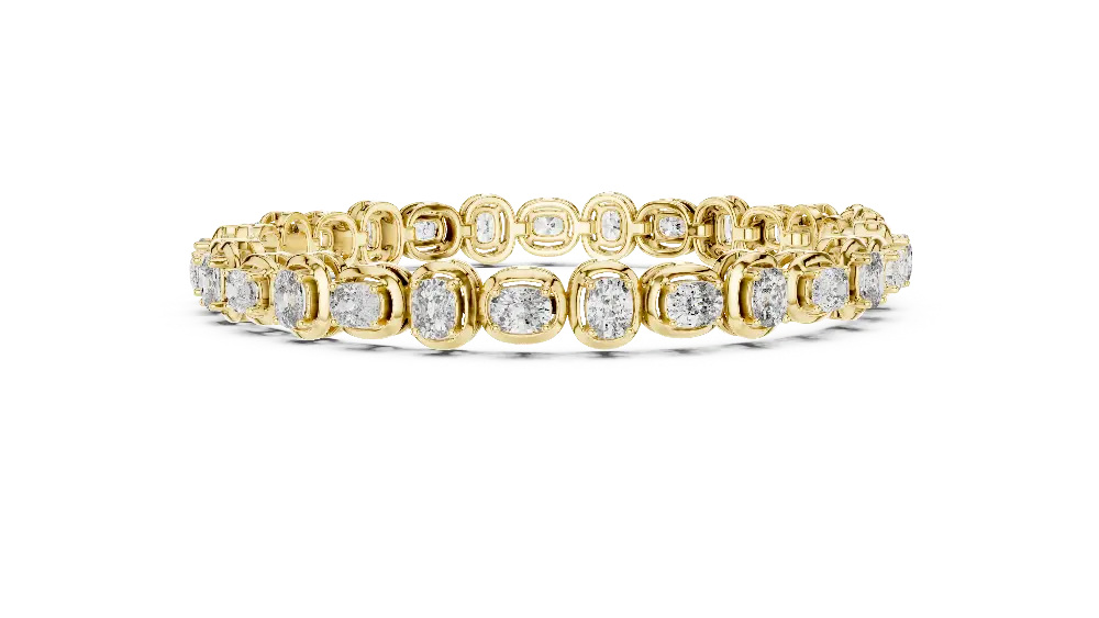 Gold bracelet with diamond accents on a white background